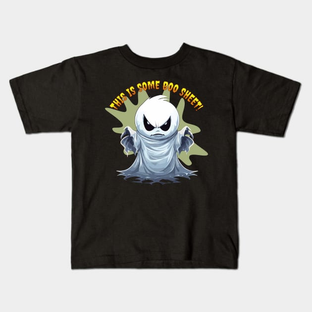 Fun Halloween Ghost This Is Some Boo Sheet Kids T-Shirt by Atomic Blizzard